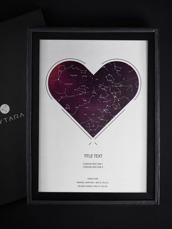 Cosmic Heart  - Romantic Personalised Star Map Frame For Couples