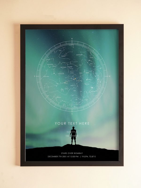 Aurora Man - Personalised Star Map Frame For Birthdays & Milestones